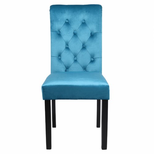 STUHL "ROXIE" AUS TÜRKIS BLAUEM SAMT MIT HOLZFÜßEN 46,5x61,5x100 cm