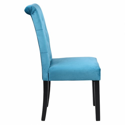 STUHL "ROXIE" AUS TÜRKIS BLAUEM SAMT MIT HOLZFÜßEN 46,5x61,5x100 cm
