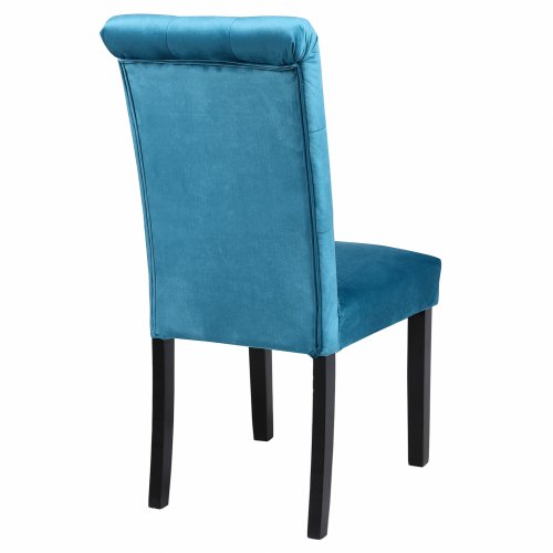STUHL "ROXIE" AUS TÜRKIS BLAUEM SAMT MIT HOLZFÜßEN 46,5x61,5x100 cm