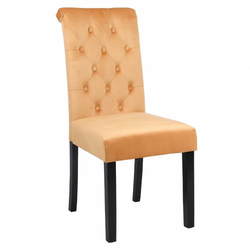 VELVET ROXIE K/D CHAIR GOLD YELLOW WITH WOODEN LEGS 46,5x61,5x100 cm