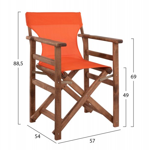 Armchair director LIMNOS made of textile in orange