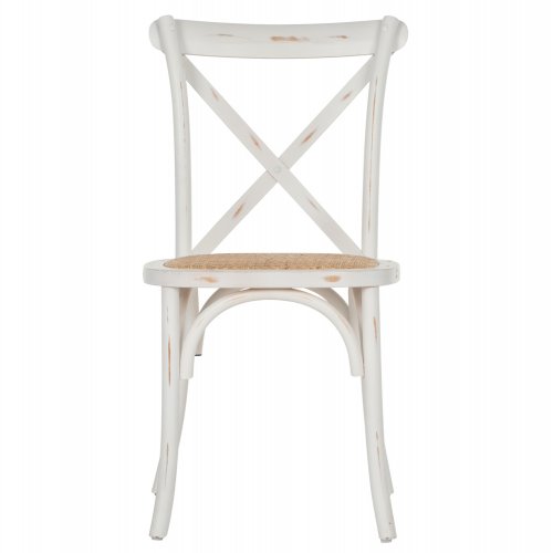 Beechwood chair in white wash color with crossed backrest "Owen"