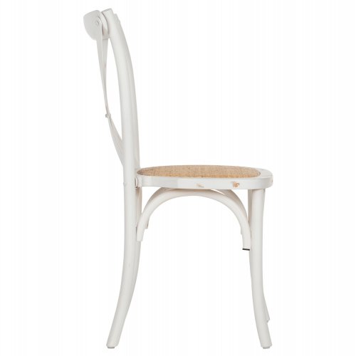 Beechwood chair in white wash color with crossed backrest "Owen"