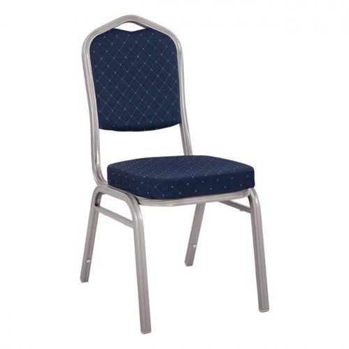 Konferenzstuhl Catering silber "HILTON" in blauem Stoff 44x61x92 cm.