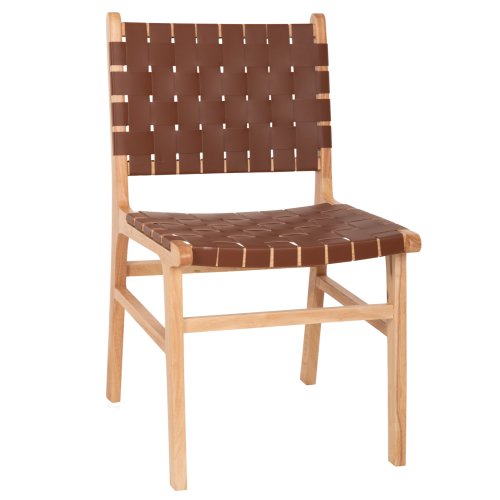 STUHL AUS TOON HOLZ MIT PU-LEDER IN BRAUN 49x59x86 cm
