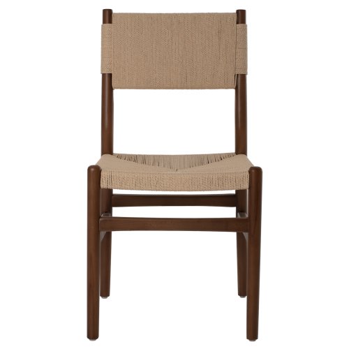 DINING CHAIR BEECH WOOD WALNUT- NATURAL ROPE ECRU 48X52X85Hcm