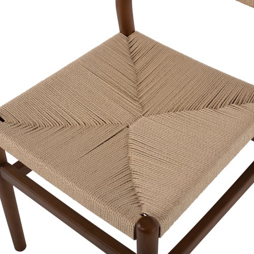 DINING CHAIR BEECH WOOD WALNUT- NATURAL ROPE ECRU 48X52X85Hcm