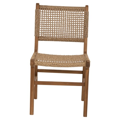DINING CHAIR NESHA TEAK WOOD AND NATURAL RATTAN ROPE 46x57x86Hcm