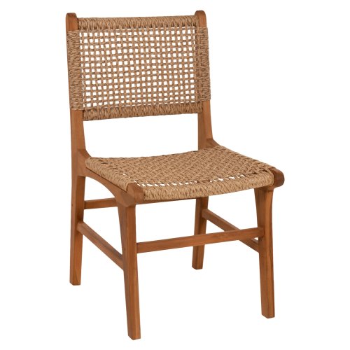 DINING CHAIR NESHA TEAK WOOD AND NATURAL RATTAN ROPE 46x57x86Hcm