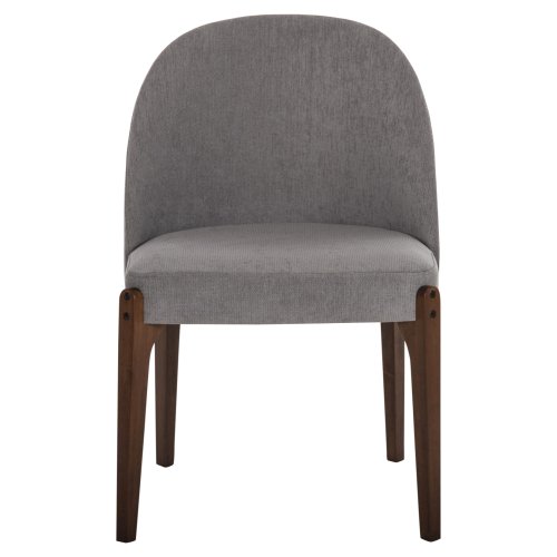 DINING CHAIR RUBBERWOOD IN WALNUT-GREY FABRIC 57x55x86Hcm