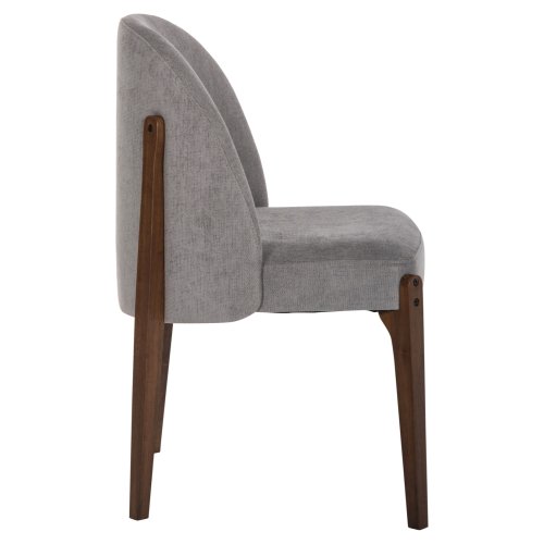 DINING CHAIR RUBBERWOOD IN WALNUT-GREY FABRIC 57x55x86Hcm