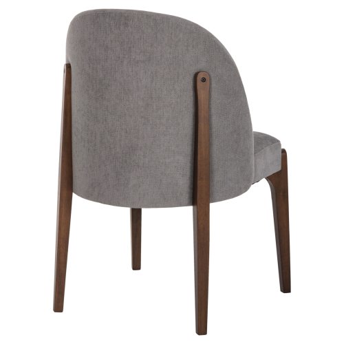 DINING CHAIR RUBBERWOOD IN WALNUT-GREY FABRIC 57x55x86Hcm