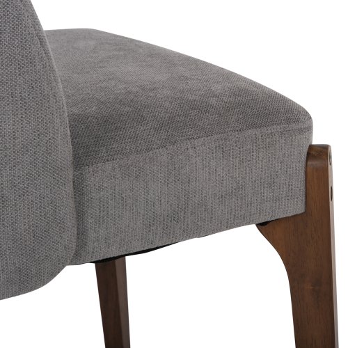 DINING CHAIR RUBBERWOOD IN WALNUT-GREY FABRIC 57x55x86Hcm