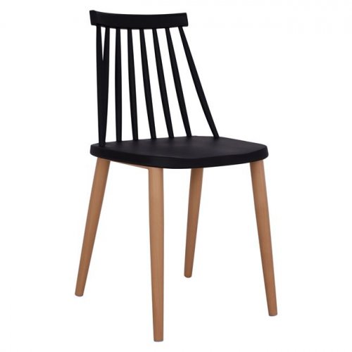 Moderner Esszimmerstuhl VANESSA mit Polypropylen-Sitz, in Schwarz