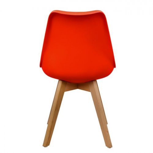 VEGAS Retro Stuhl in Rot und Holzbeinen in natürlicher Farbe
