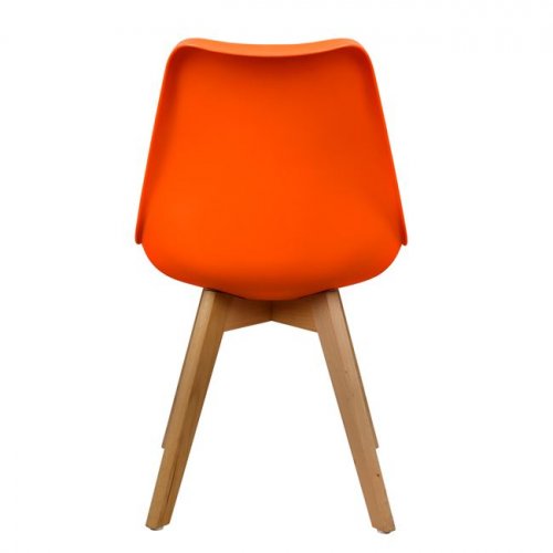 VEGAS Retro Stuhl in Orange und Holzbeinen in natürlicher Farbe