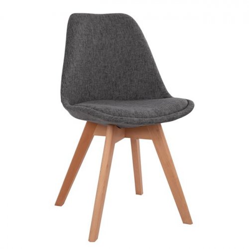 Chair Vegas with wooden legs and fabric grey