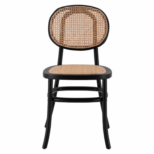 Wooden chair with rattan in black color 44x51x87cm