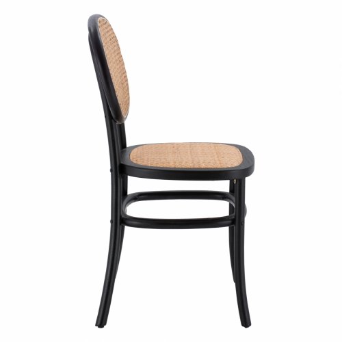 Wooden chair with rattan in black color 44x51x87cm