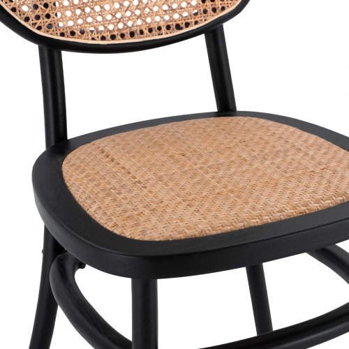 Wooden chair with rattan in black color 44x51x87cm