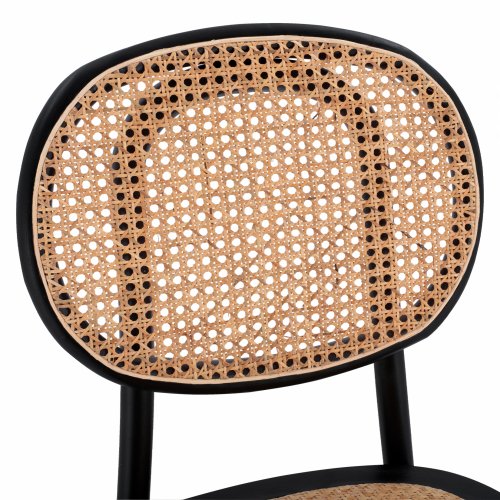 Wooden chair with rattan in black color 44x51x87cm