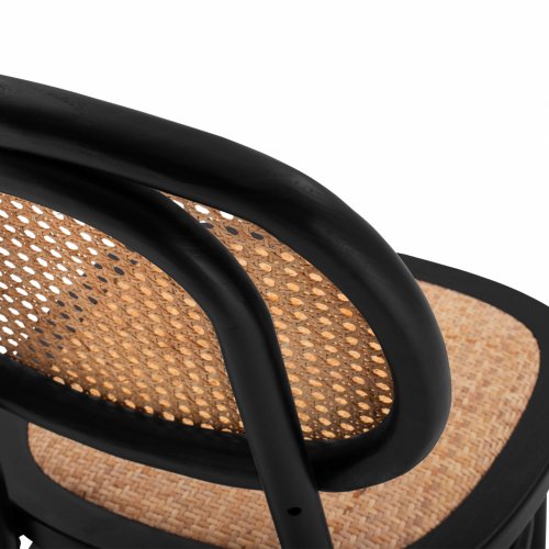 Wooden chair with rattan in black color 44x51x87cm