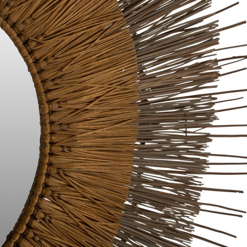 SPIEGEL MIT RAHMEN MENDONG GRASS Φ105cm IN DER FARBE NATÜRLICHES GOLD