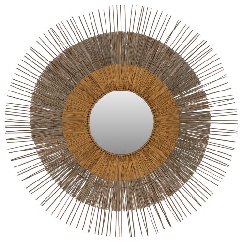 SPIEGEL MIT RAHMEN MENDONG GRASS Φ105cm IN DER FARBE NATÜRLICHES GOLD