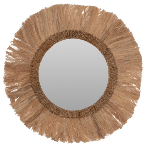 SPIEGEL RUND MIT ABACA-RAHMEN NATURFARBE 90x4,5x90Hcm