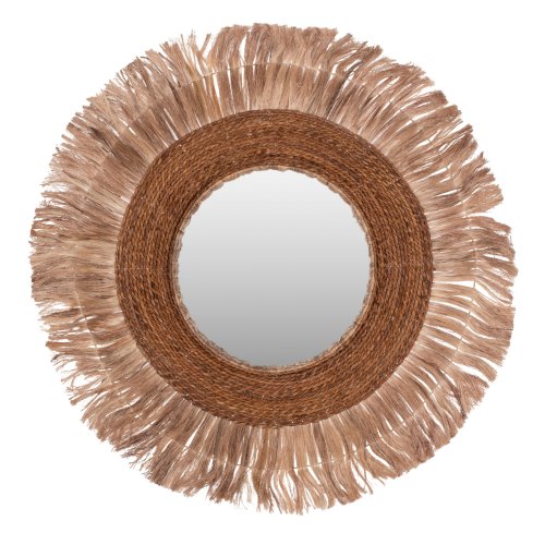 SPIEGEL RUND MIT ABACA-FASERNRAHMEN NATURFARBE 110x5x110Hcm