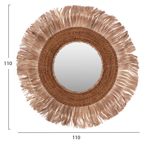 SPIEGEL RUND MIT ABACA-FASERNRAHMEN NATURFARBE 110x5x110Hcm
