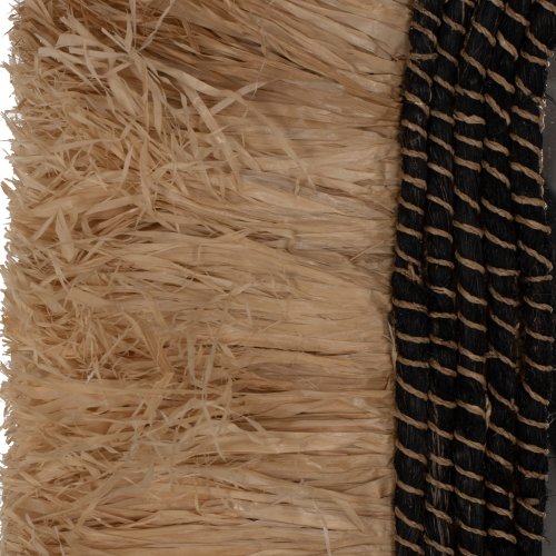 WANDSPIEGEL OVAL AUS SISALFASERN IN NATÜRLICHEN UND SCHWARZEN ABACA-FASERN 55x4x90Hcm