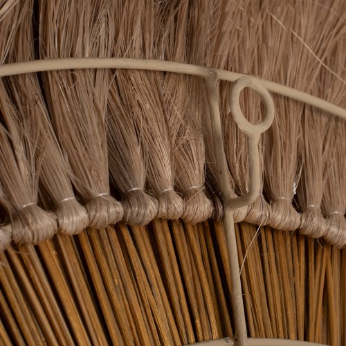 WANDSPIEGEL RUND MENDONG-GRAS UND ABACA-FASERN IN NATUR & GOLD 80x4x80Hcm