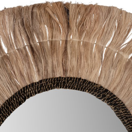 SPIEGEL RUND MIT ABACA-FASERNRAHMEN NATURSCHWARZ FARBE Φ100cm