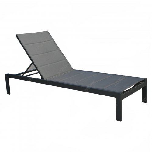 Aluminium MENORCA Liege Dunkelgrau mit QDF-Auflage in Hellgrau 63x200x36 cm
