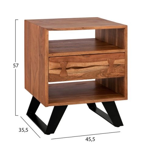 Fansi bedside table made of acacia wood 45.5 x 35.5 x 57 cm