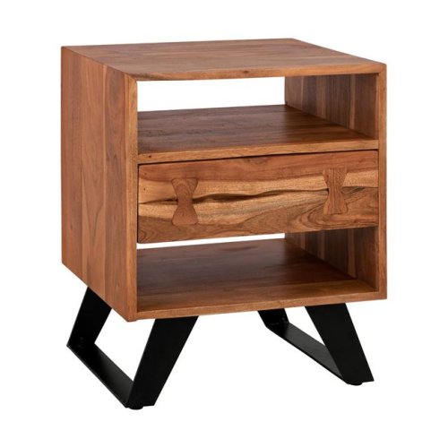 Fansi bedside table made of acacia wood 45.5 x 35.5 x 57 cm