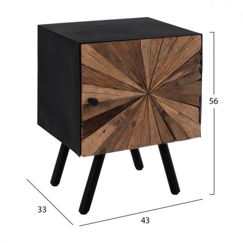 URBAN Nachttisch AUS MASSIVHOLZ & METALL 43Χ33Χ56