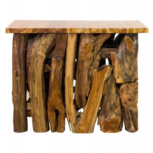 KONSOLE AUS MASSIVEM NATÜRLICHEM TEAKHOLZ 100X35X75 cm