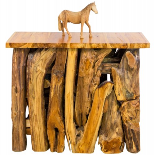 KONSOLE AUS MASSIVEM NATÜRLICHEM TEAKHOLZ 100X35X75 cm