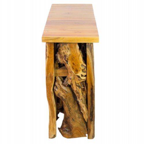 KONSOLE AUS MASSIVEM NATÜRLICHEM TEAKHOLZ 100X35X75 cm