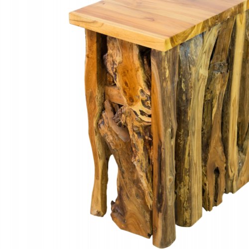 KONSOLE AUS MASSIVEM NATÜRLICHEM TEAKHOLZ 100X35X75 cm