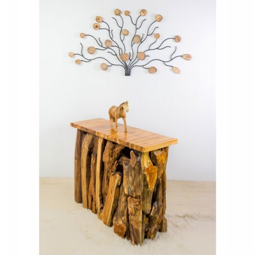 KONSOLE AUS MASSIVEM NATÜRLICHEM TEAKHOLZ 100X35X75 cm