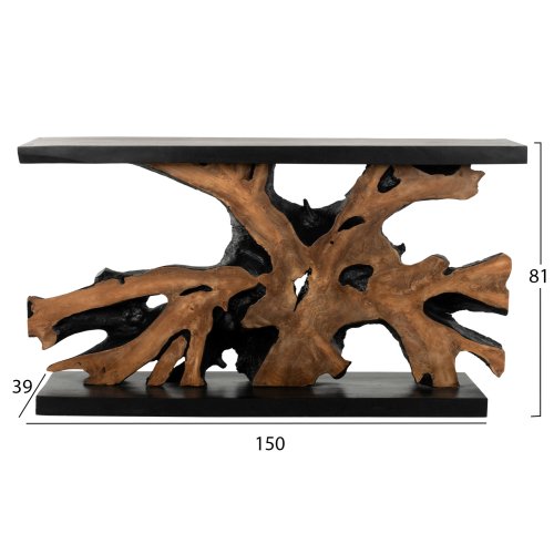 KONSOLE MASSIVES TEAK NATURSCHWARZ 150X40X80H