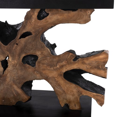 KONSOLE MASSIVES TEAK NATURSCHWARZ 150X40X80H