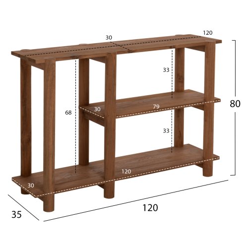 KONSOLE KUTAI RECYCELTES TEAKHOLZ IN NATÜRLICHER RUSTIKALFARBE 120x35x80Hcm