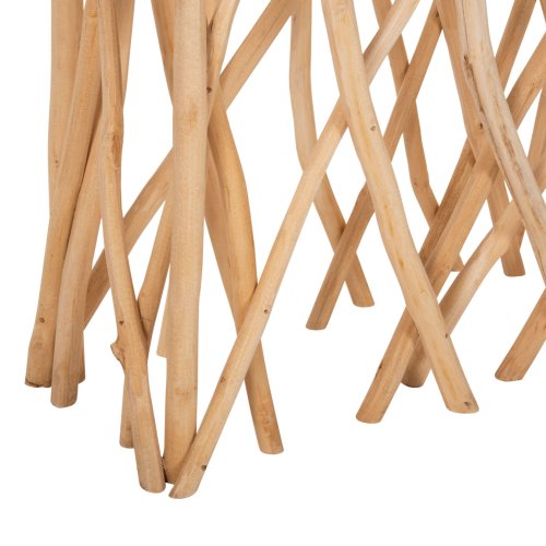 KRANT-KONSOLE IN TEAK-ZWEIGEN IM RUSTIKALEN STIL & 3 cm. OBERFLÄCHE 121X36X75 cm