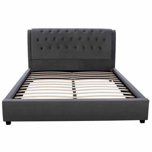 BETT "ODALYS" 150X200 cm AUS SAMT IN GRAU 164x223x100 cm