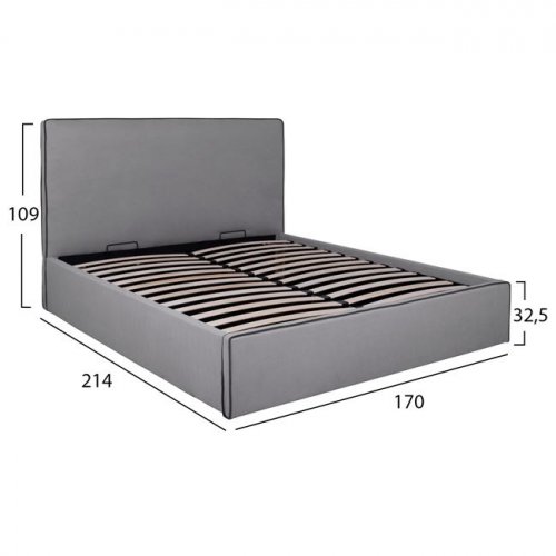 "ALLIE" bed with gray fabric storage (160X200)