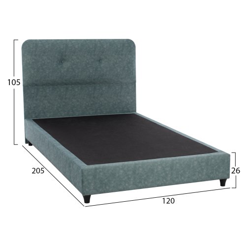 DOLORES BED IN LIGHT GREEN FABRIC FOR MATTRESS 90x200 cm.